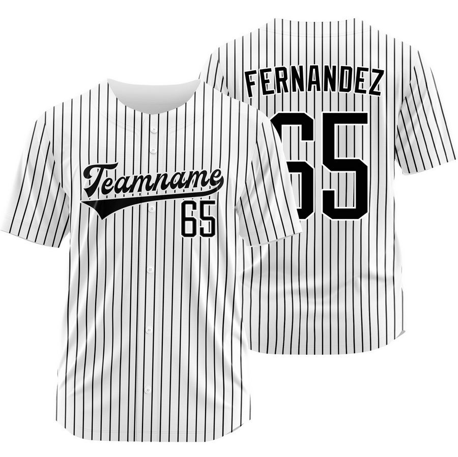 Julian Fernandez White Black Pinstripe Baseball Jersey