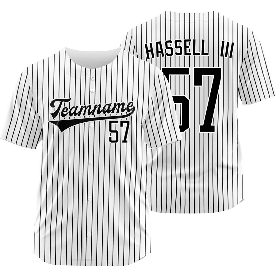 Robert Hassell III White Black Pinstripe Baseball Jersey