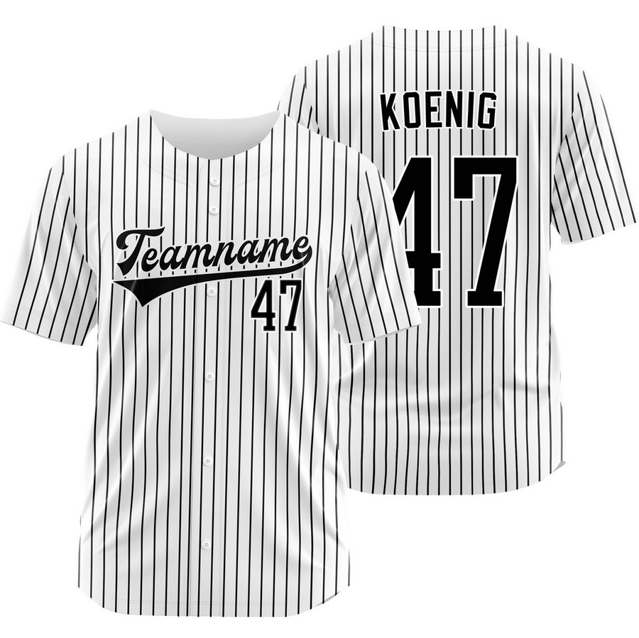 Jared Koenig White Black Pinstripe Baseball Jersey Team Shirt