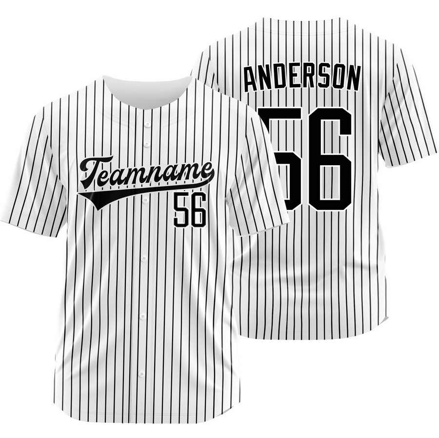 Grant Anderson White Black Pinstripe Baseball Jersey Team Shirt