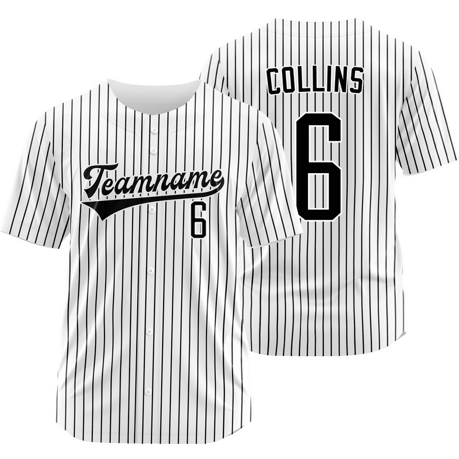 Isaac Collins White Black Pinstripe Baseball Jersey Team Shirt