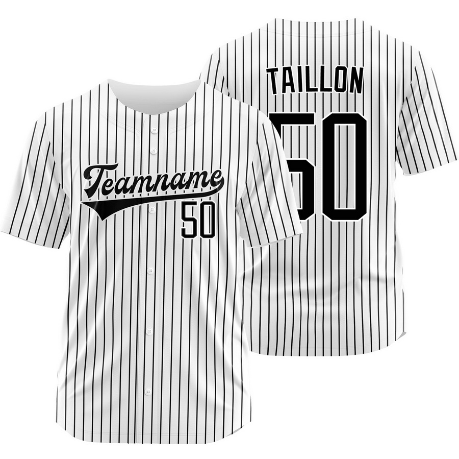 Jameson Taillon White Black Pinstripe Jersey Fashion Shirt