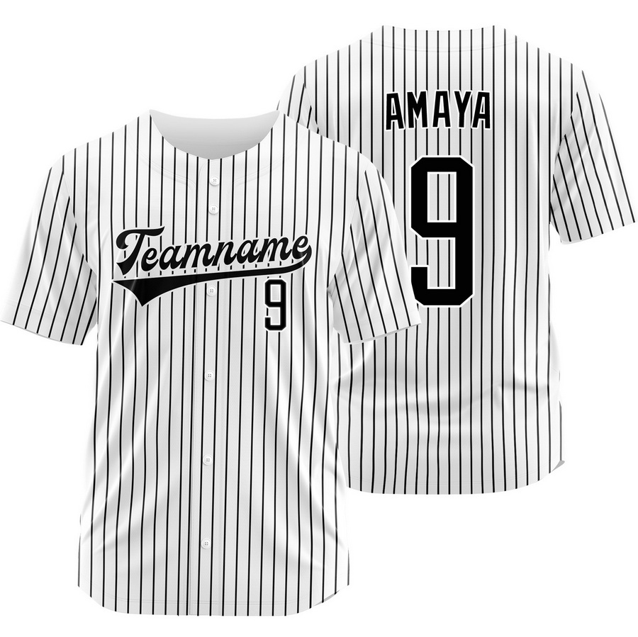 Miguel Amaya White Black Pinstripe Baseball Jersey Team Shirt