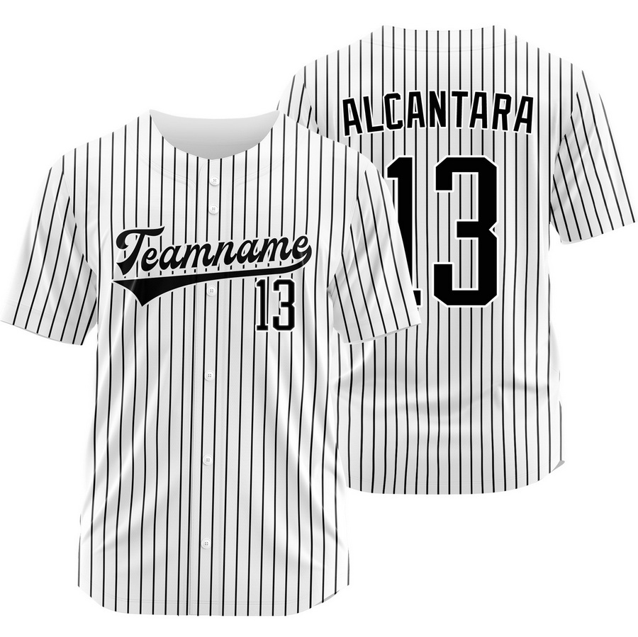 Kevin Alcantara White Black Pinstripe Baseball Jersey Sport Shirt