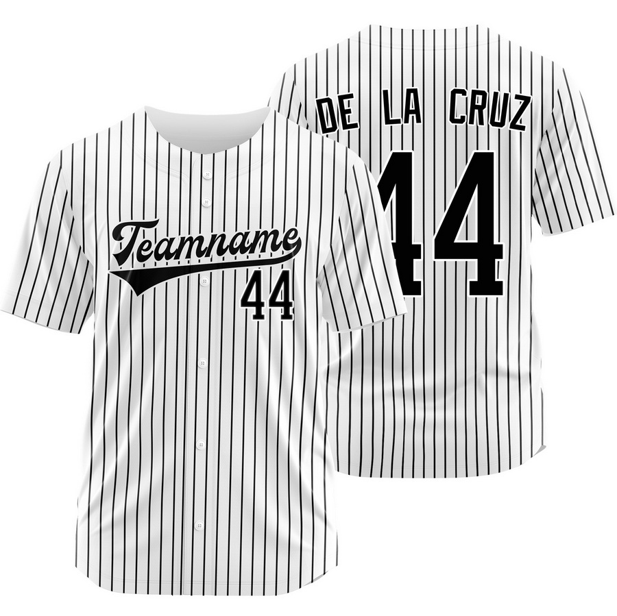 Elly De La Cruz White Black Pinstripe Baseball Jersey Fashion Shirt