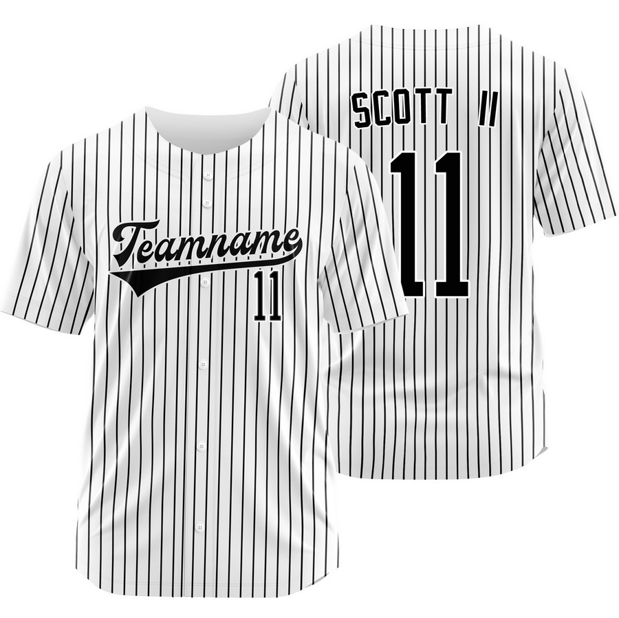 Victor Scott II White Black Pinstripe Baseball Jersey Sport Shirt