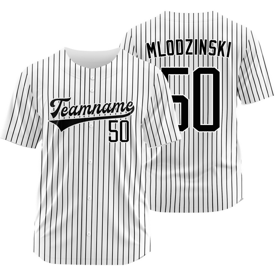 Carmen Mlodzinski White Black Pinstripe Baseball Jersey Fashion Shirt