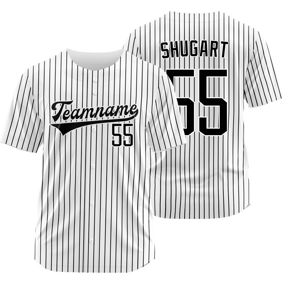 Chase Shugart White Black Pinstripe Baseball Jersey Fashion Shirt