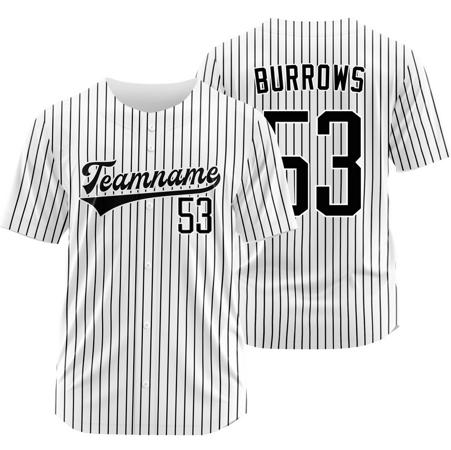 Mike Burrows White Black Pinstripe Baseball Jersey Outdoor Shirt