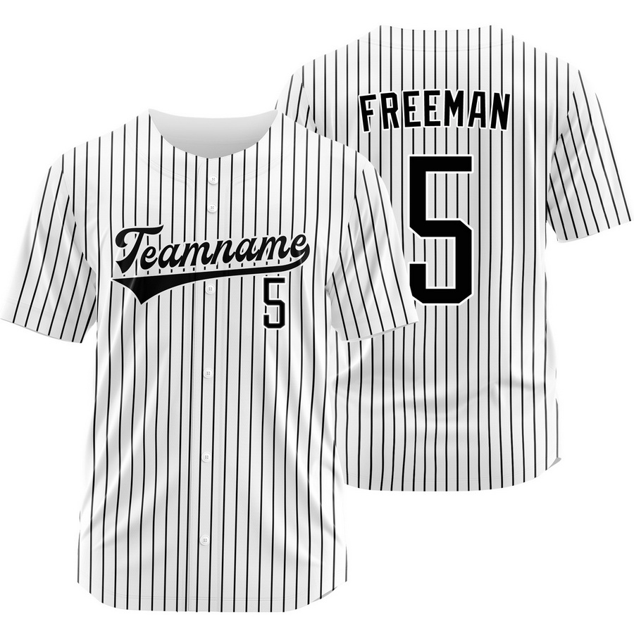 Freddie Freeman White Black Pinstripe Baseball Jersey Sport Shirt