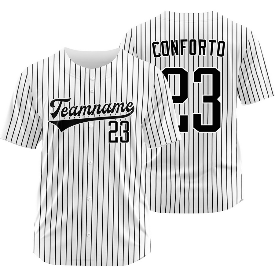 Michael Conforto White Black Pinstripe Jersey Fashion Shirt