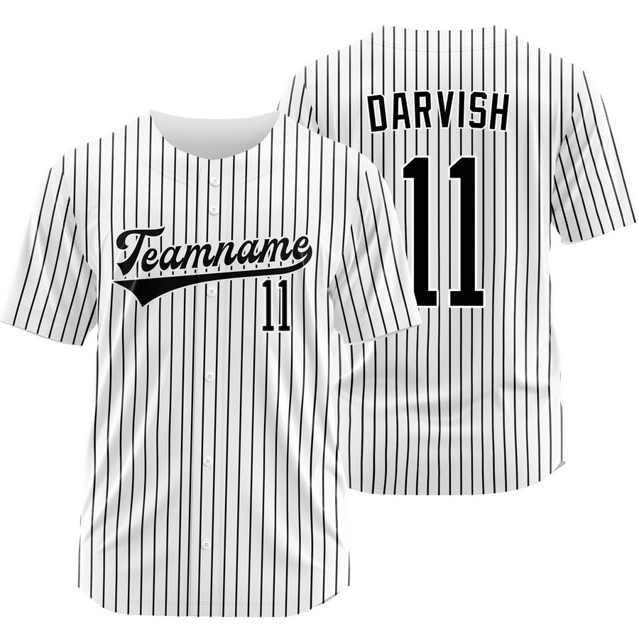 Yu Darvish White Black Pinstripe Baseball Jersey Fashion Shirt
