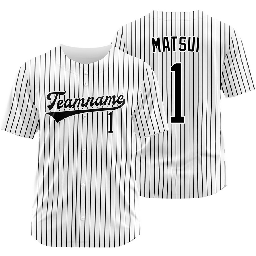 Yuki Matsui White Black Pinstripe Baseball Jersey Outdoor Shirt
