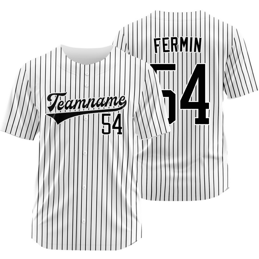 Freddy Fermin White Black Pinstripe Baseball Jersey Outdoor Shirt