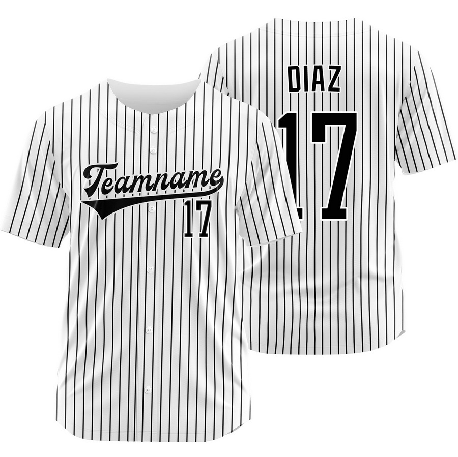 Elias Diaz White Black Pinstripe Baseball Jersey Sport Shirt