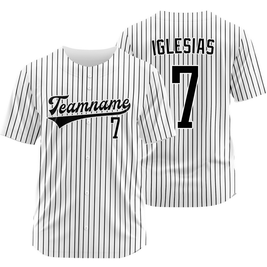 Jose Iglesias White Black Pinstripe Baseball Jersey Team Shirt