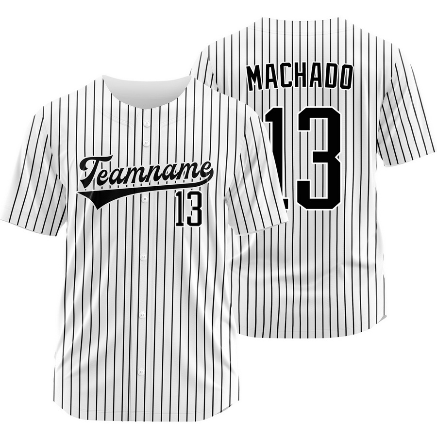Manny Machado White Black Pinstripe Baseball Jersey Sport Shirt