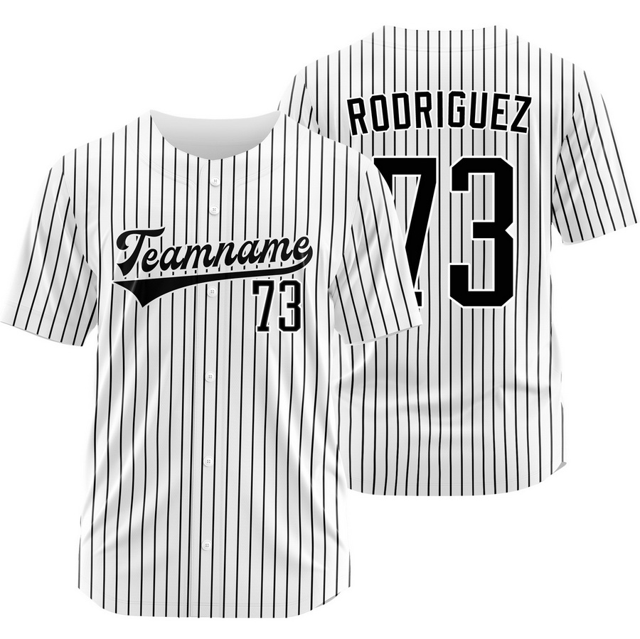 Randy Rodriguez White Black Pinstripe Baseball Jersey Outdoor Shirt