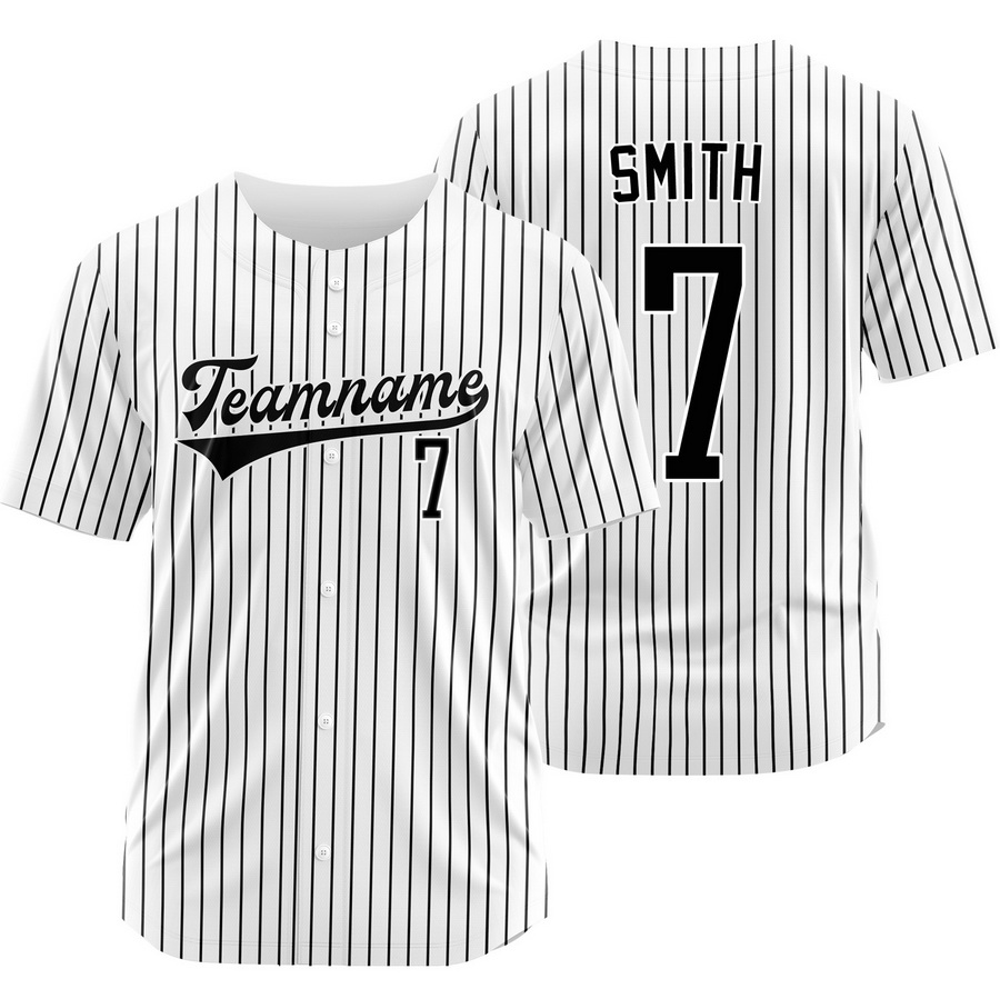 Dominic Smith White Black Pinstripe Baseball Jersey Sport Shirt
