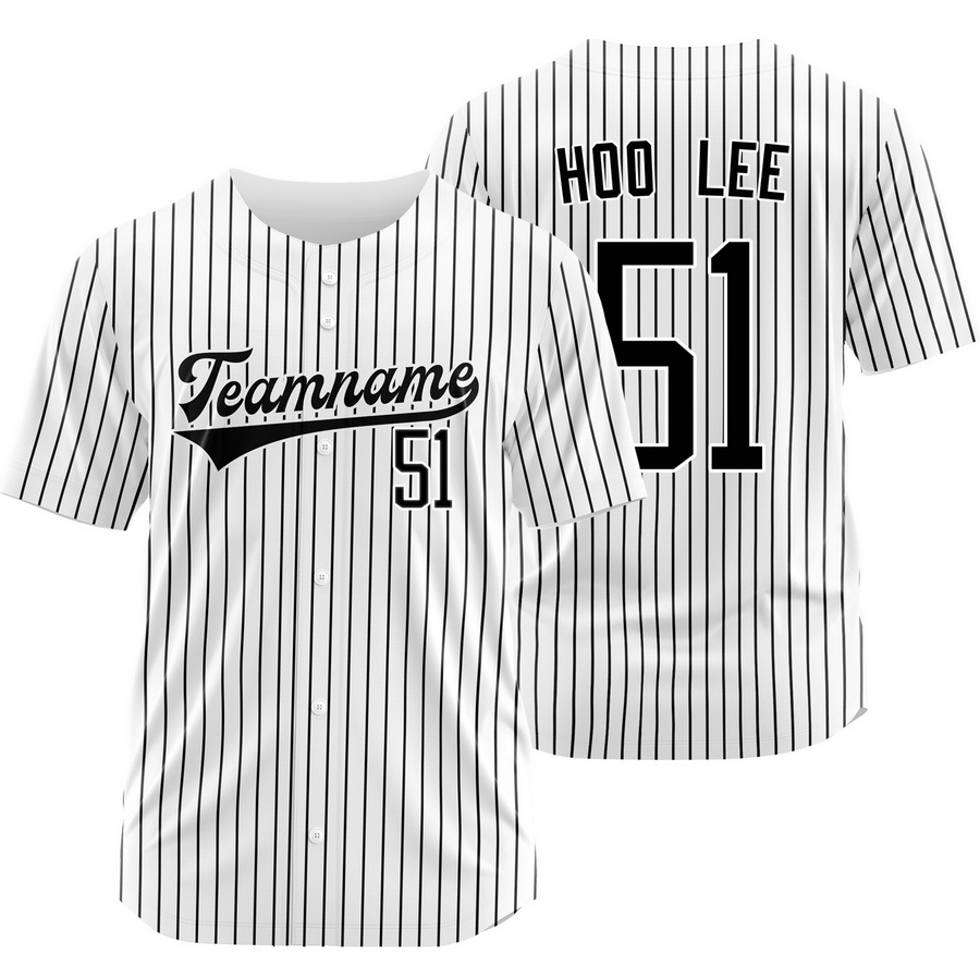 Jung Hoo Lee White Black Pinstripe Baseball Jersey Fashion Shirt