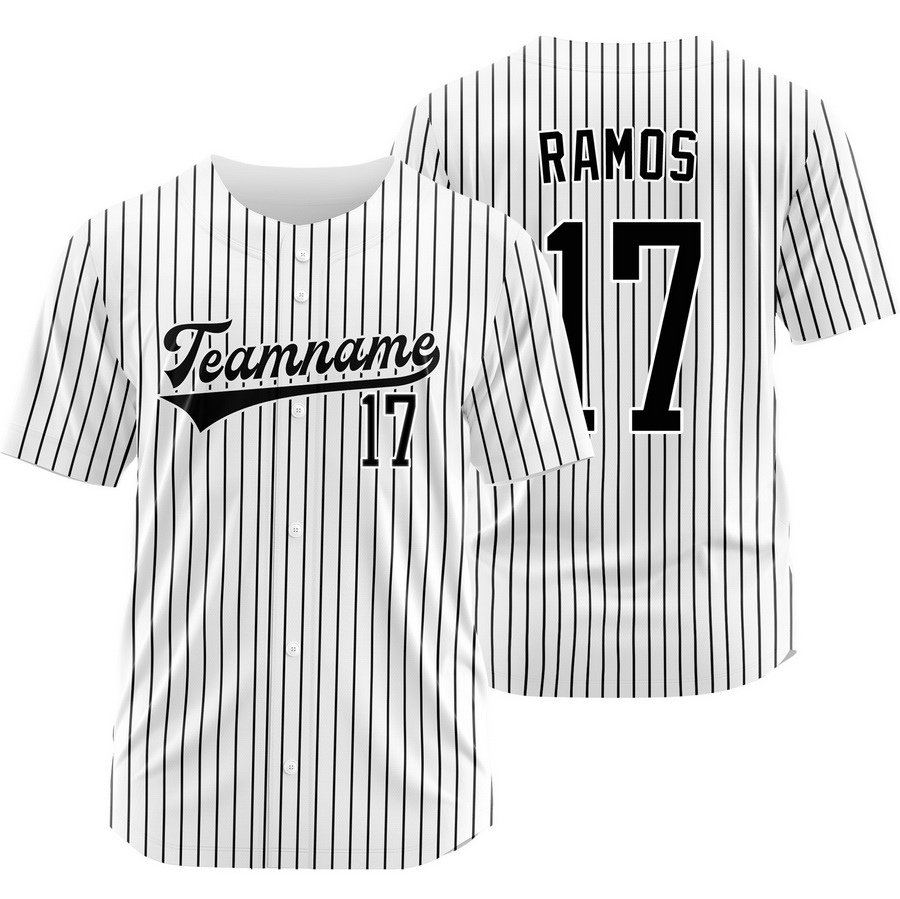Heliot Ramos White Black Pinstripe Baseball Jersey Sport Shirt
