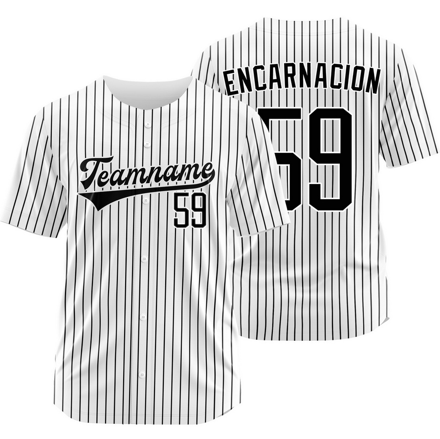 Jerar Encarnacion White Black Pinstripe Baseball Jersey Sport Shirt
