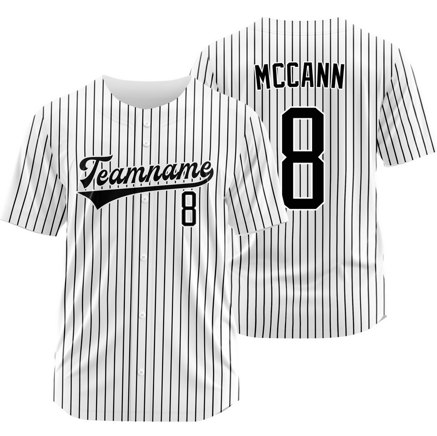 James McCann White Black Pinstripe Baseball Jersey Team Shirt