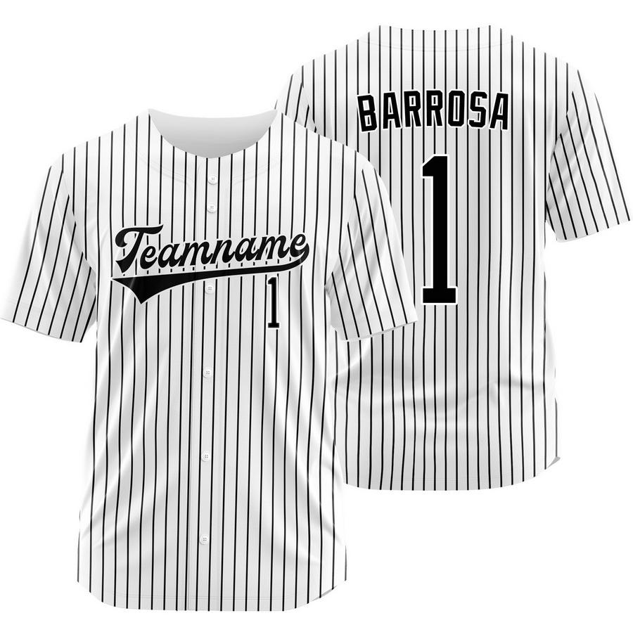 Jorge Barrosa White Black Pinstripe Baseball Jersey Sport Shirt