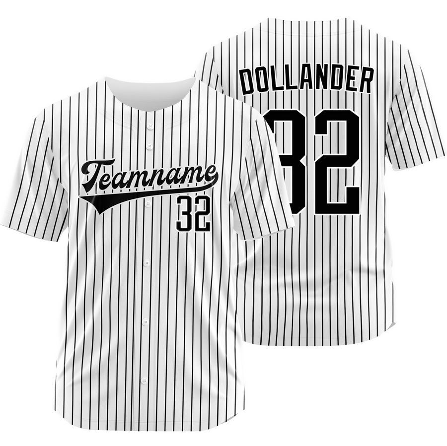 Chase Dollander White Black Pinstripe Baseball Jersey Outdoor Shirt