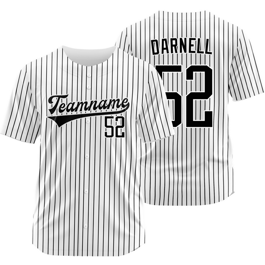 Dugan Darnell White Black Pinstripe Baseball Jersey Outdoor Shirt