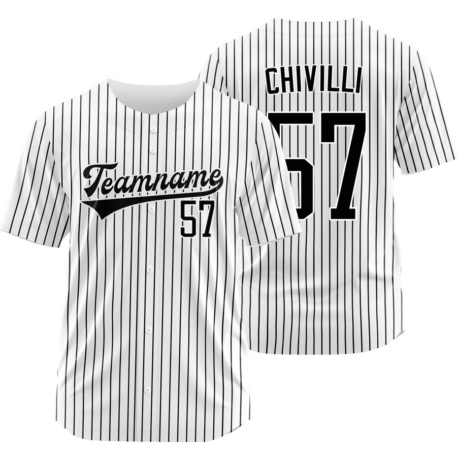 Angel Chivilli White Black Pinstripe Baseball Jersey Sport Shirt
