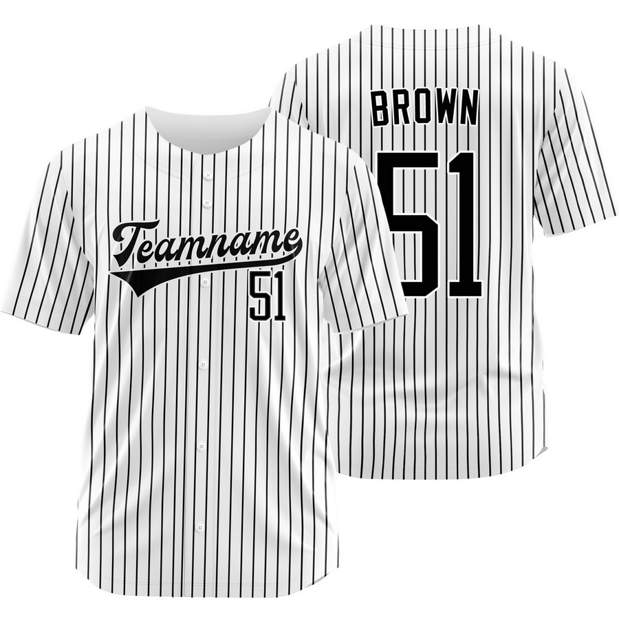 McCade Brown White Black Pinstripe Baseball Jersey Team Shirt