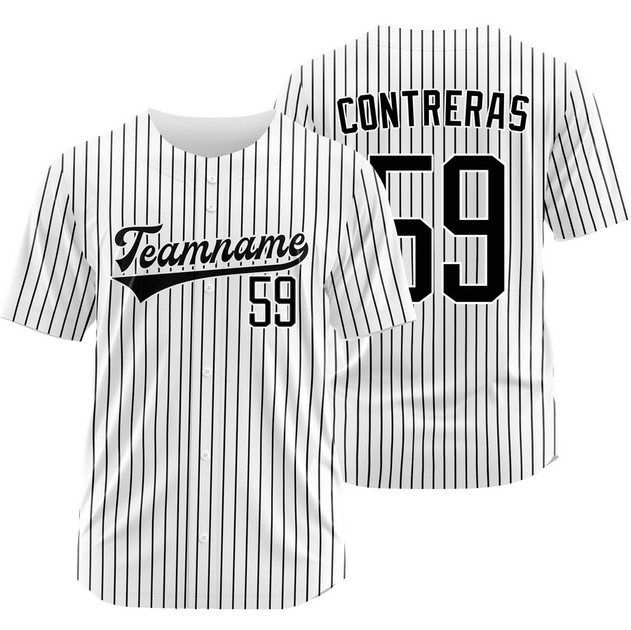 Roansy Contreras White Black Pinstripe Baseball Jersey Sport Shirt