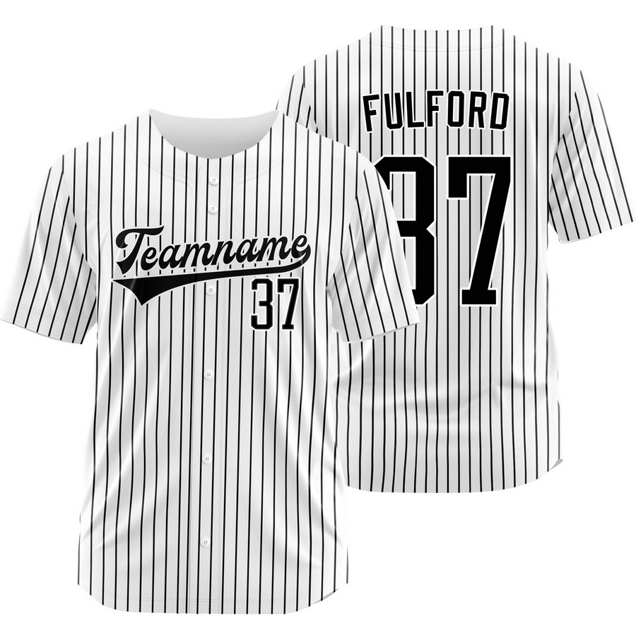Braxton Fulford White Black Pinstripe Baseball Jersey Fashion Shirt