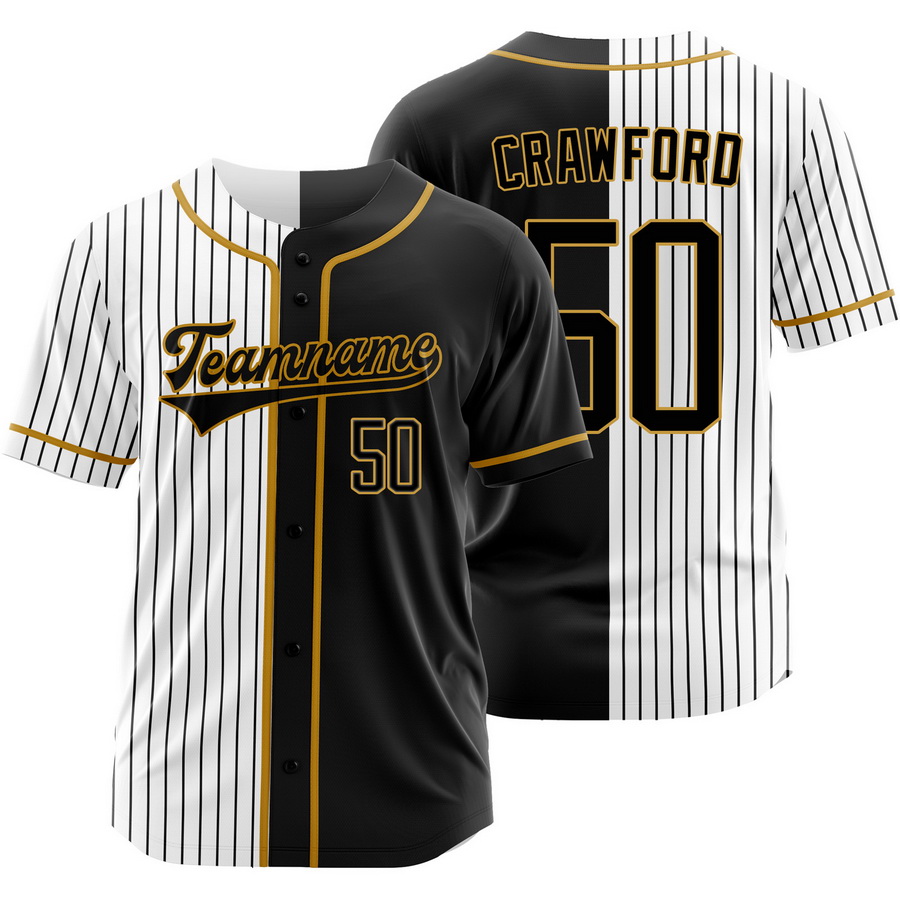 Kutter Crawford Black White Split Baseball Jersey Pinstripe Shirt