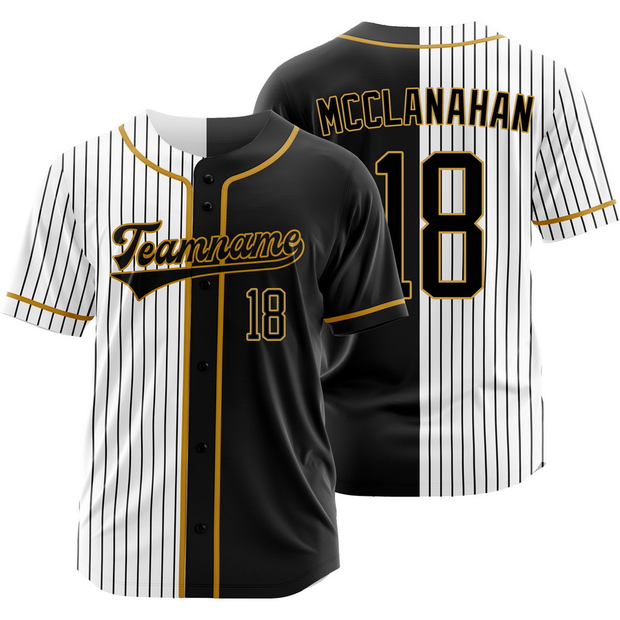 Shane McClanahan Black White Split Baseball Jersey Pinstripe Shirt