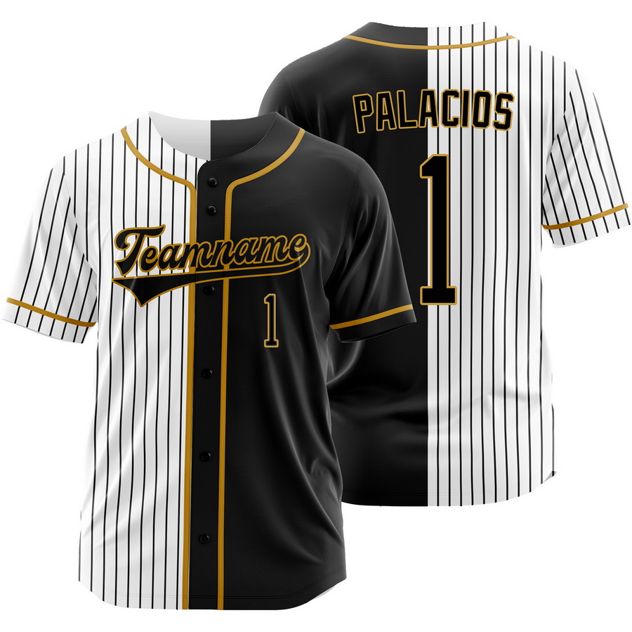Richie Palacios Black White Split Baseball Jersey Pinstripe Shirt