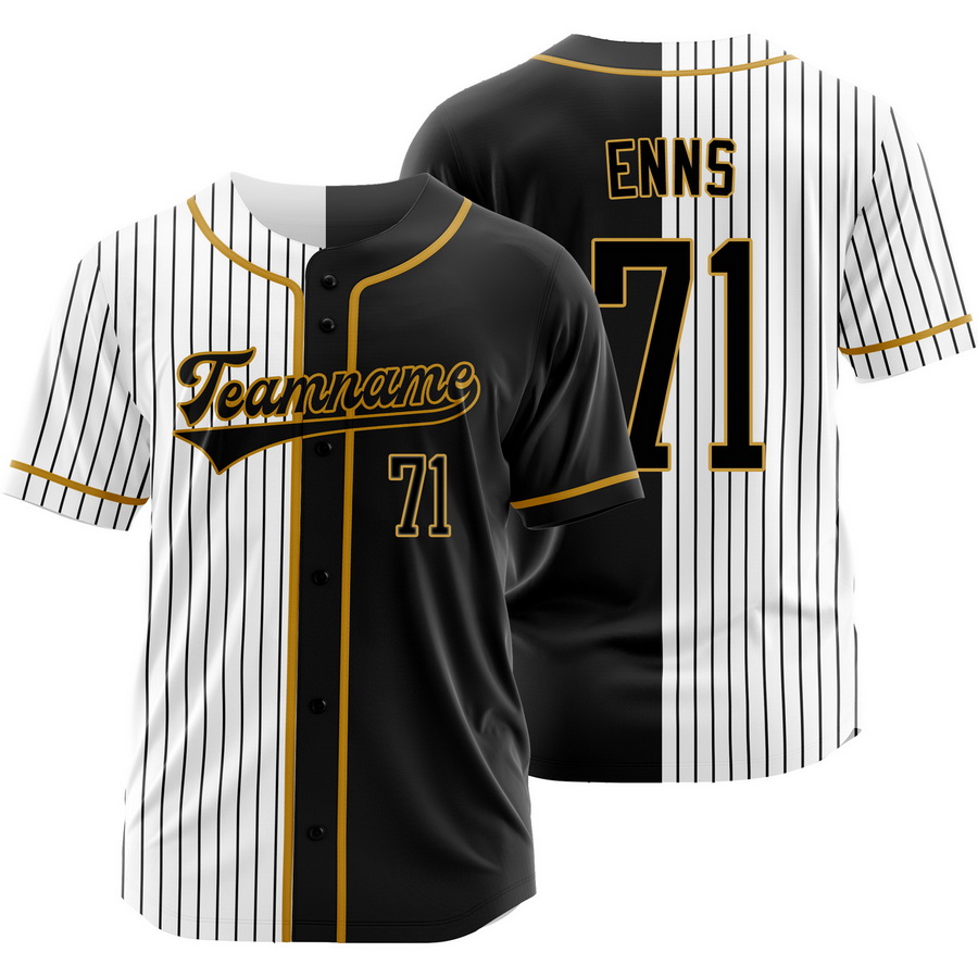 Dietrich Enns Black White Split Baseball Jersey Pinstripe Shirt