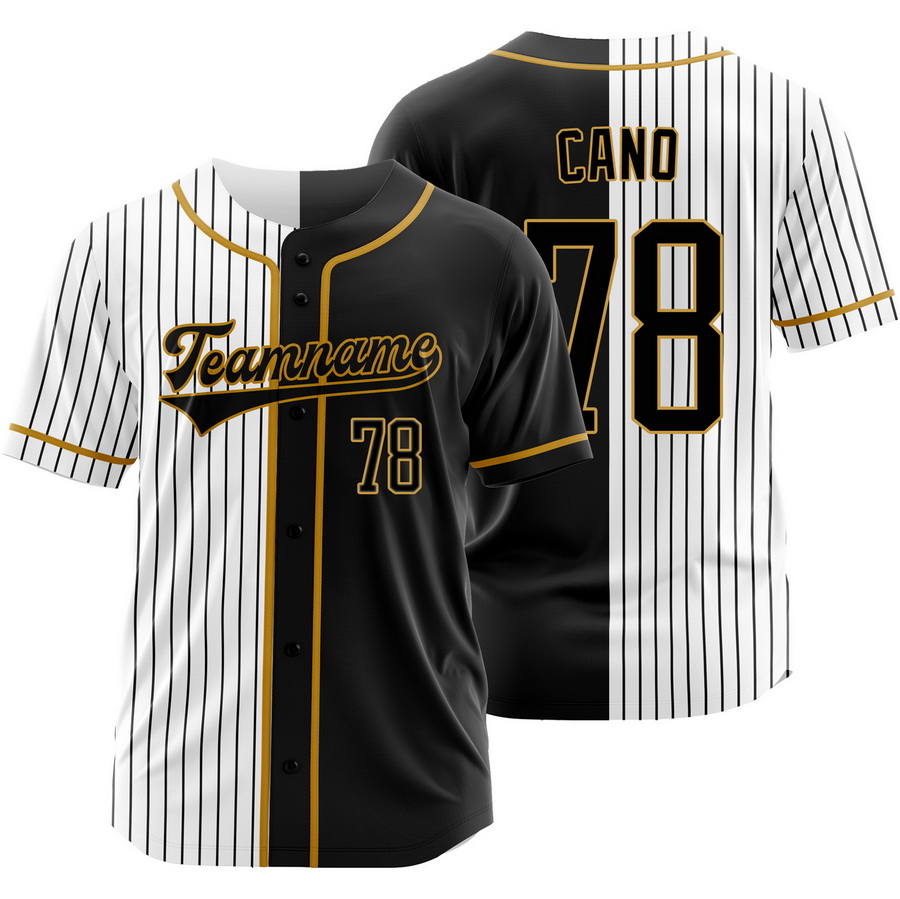 Yennier Cano Black White Split Baseball Jersey Pinstripe Shirt