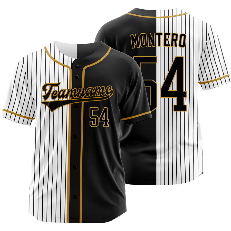 Keider Montero Black White Split Baseball Jersey Pinstripe Shirt