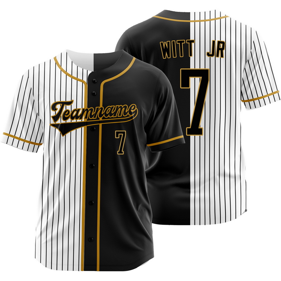 Bobby Witt Jr. Black White Split Baseball Jersey Pinstripe Shirt
