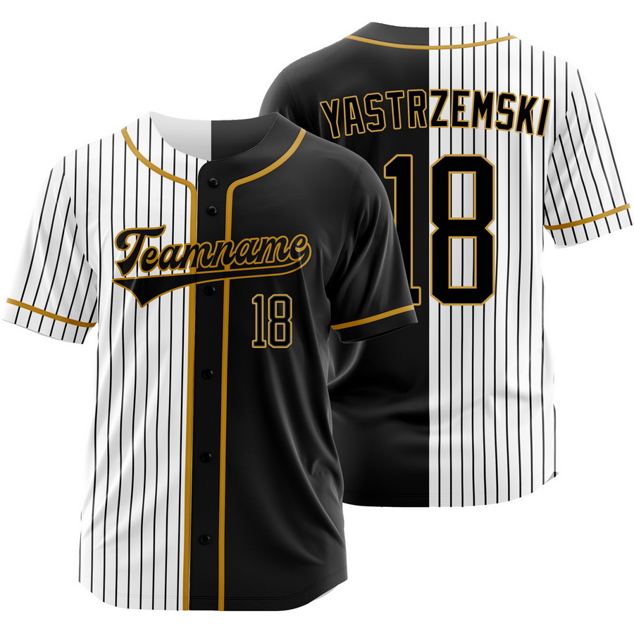 Mike Yastrzemski Black White Split Jersey Pinstripe Shirt