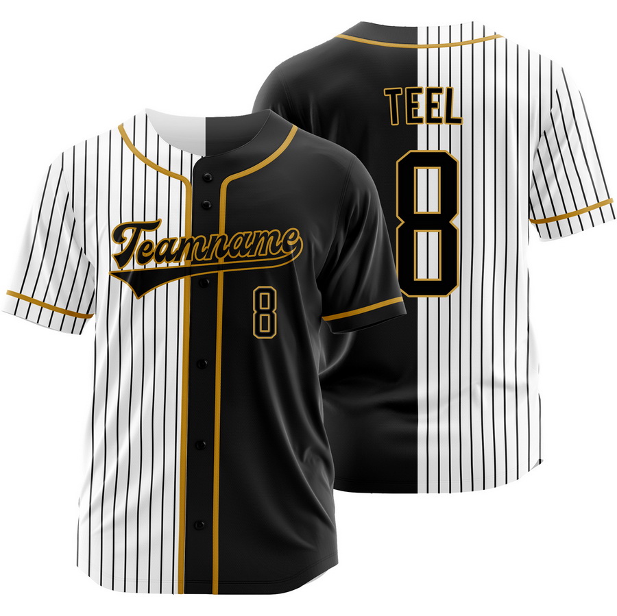Kyle Teel Black White Split Baseball Jersey Pinstripe Shirt