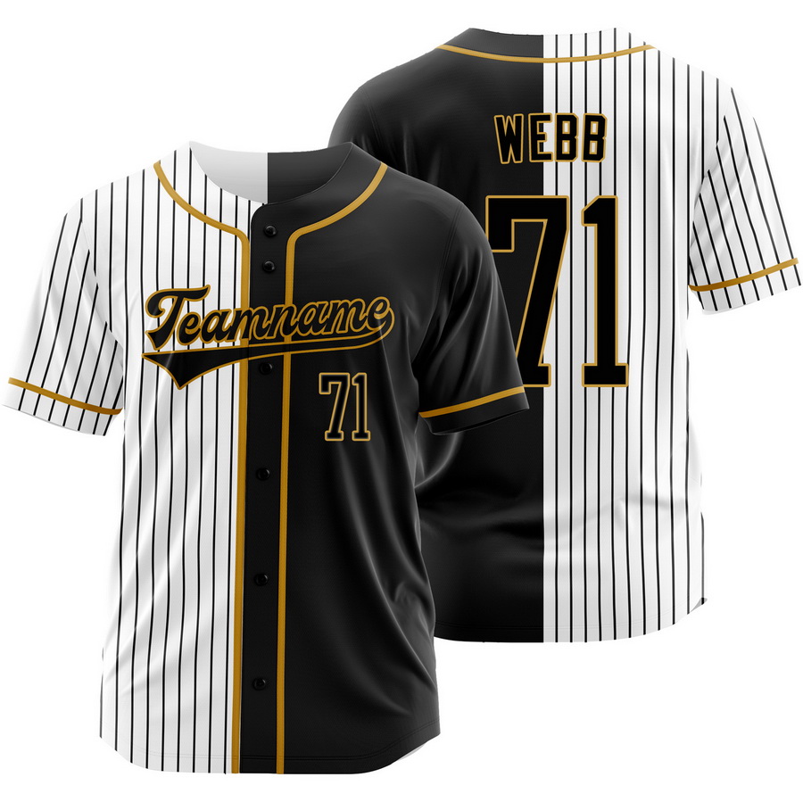 Jacob Webb Black White Split Baseball Jersey Pinstripe Shirt