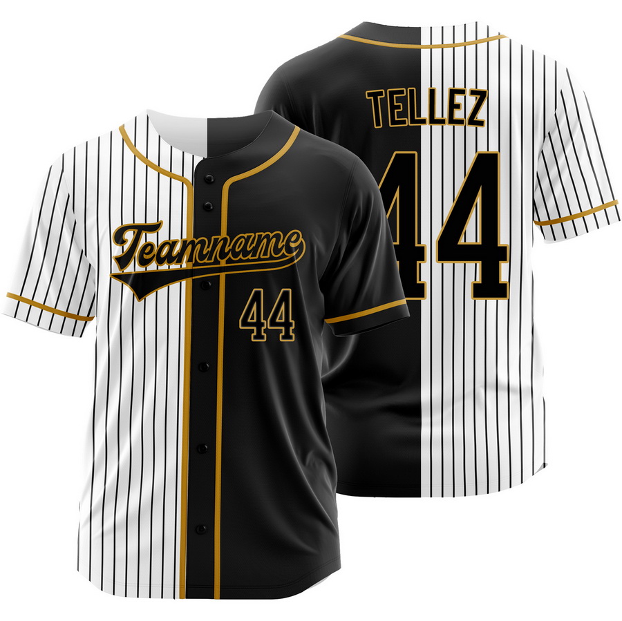 Rowdy Tellez Black White Split Baseball Jersey Pinstripe Shirt