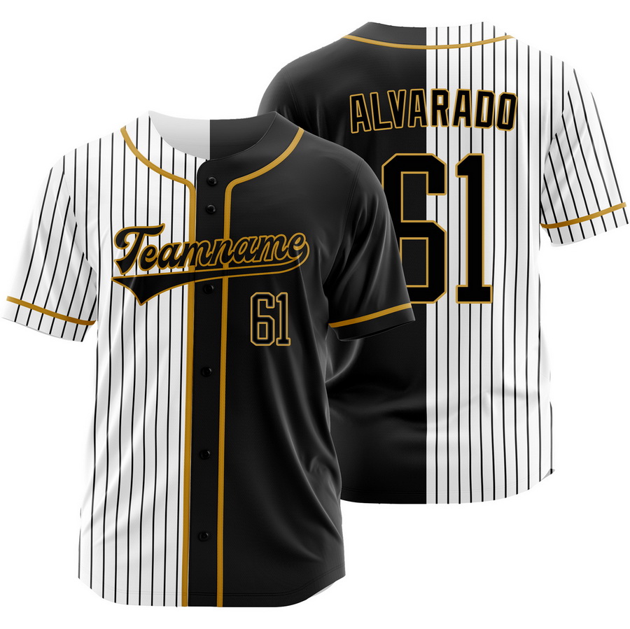 Elvis Alvarado Black White Split Baseball Jersey Pinstripe Shirt