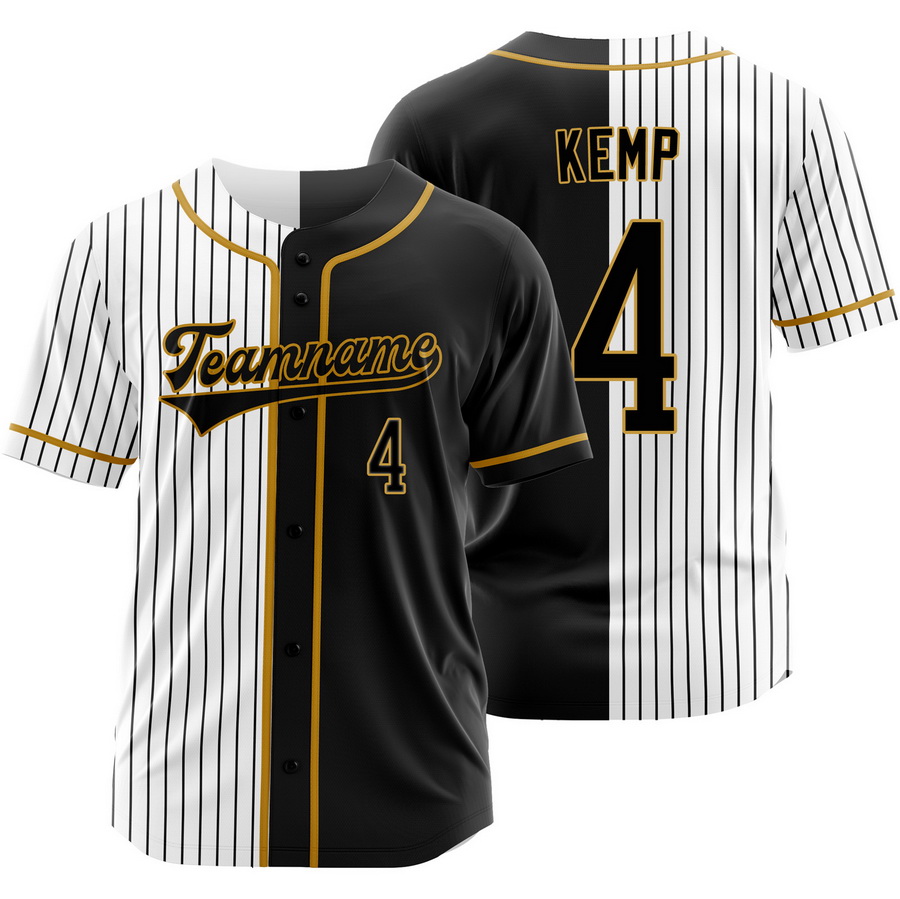 Otto Kemp Black White Split Baseball Jersey Pinstripe Shirt