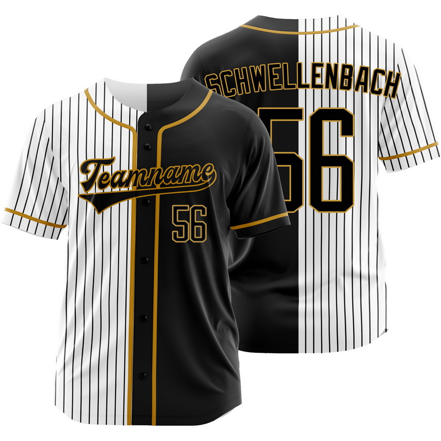 Spencer Schwellenbach Black White Split Jersey Pinstripe Shirt