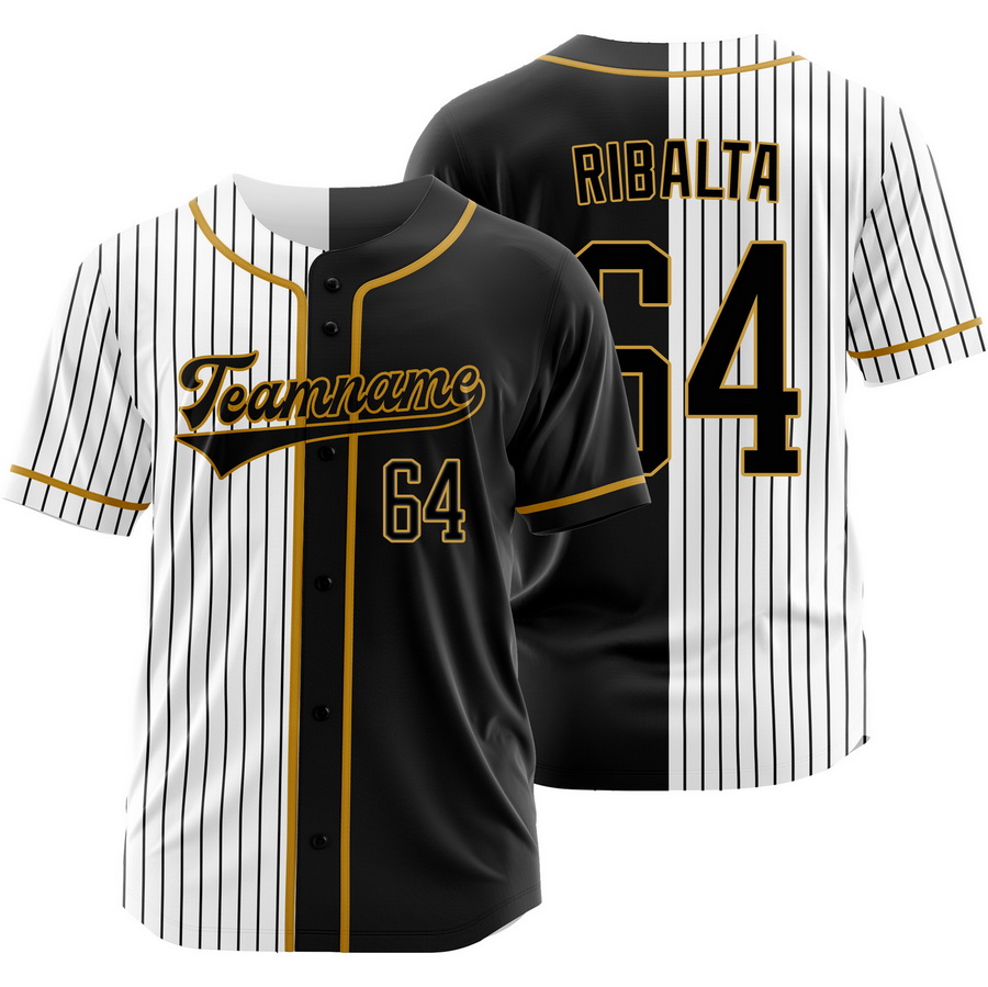 Orlando Ribalta Black White Split Baseball Jersey Pinstripe Shirt