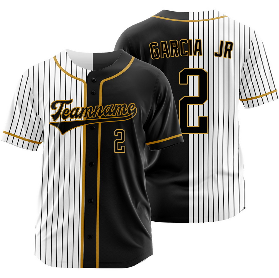 Luis Garcia Jr. Black White Split Baseball Jersey Pinstripe Shirt